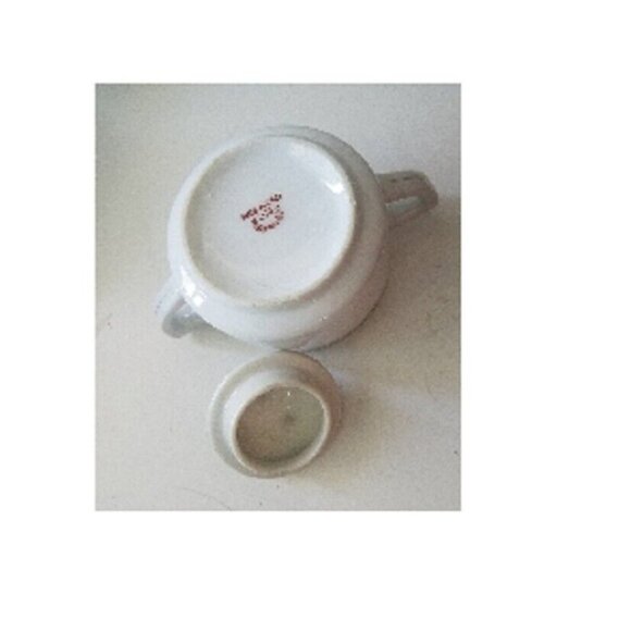 Sugar Bowl MC Made in Japan White Black Checkerboard pattern Gold Trim Handles - Picture 12 of 12